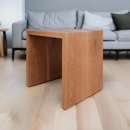 Modern Waterfall End Table or Side Table, Handmade Wooden Side Table, White Oak