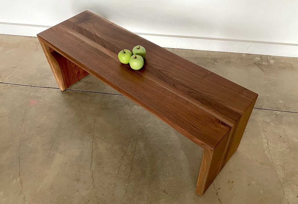 Modern Waterfall Bench - Modern Wood Bench Bedroom Bench, Black Walnut