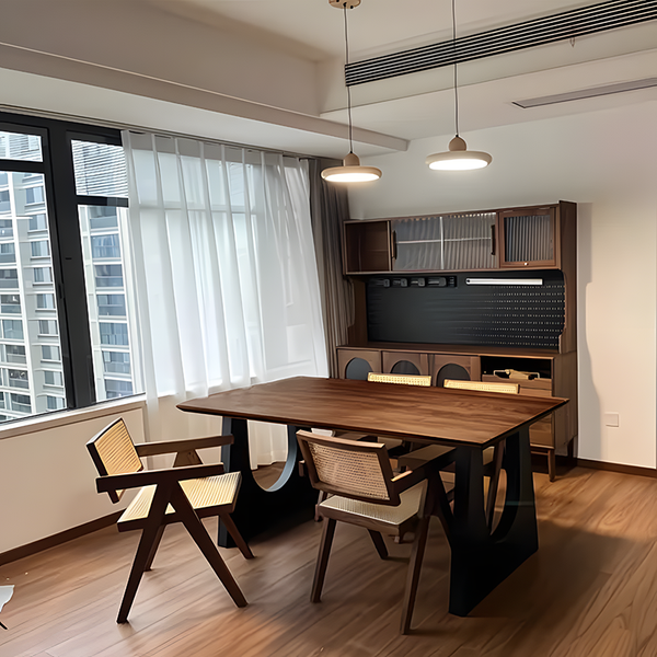 Handcrafted Solid Wood Dining Table with Sculptural Iron Legs – Modern Industrial Design, Custom Sizes Available