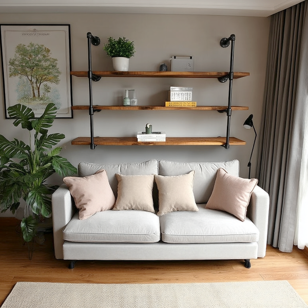 Industrial-Style Wall-Mounted Floating Shelves, Open Bookshelves, Wine Displays, Kitchen Storage, Industrial-Style Pipe Racks, Wall-Mounted Shelves