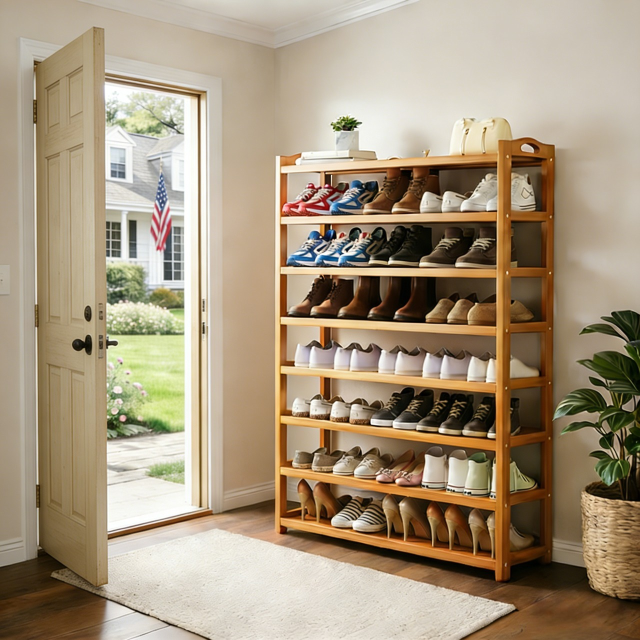 All Style Shoe Racks Bamboo Shoe Rack, Multi-Tier Shoe Storage Rack, Open-Style Freestandin ...
