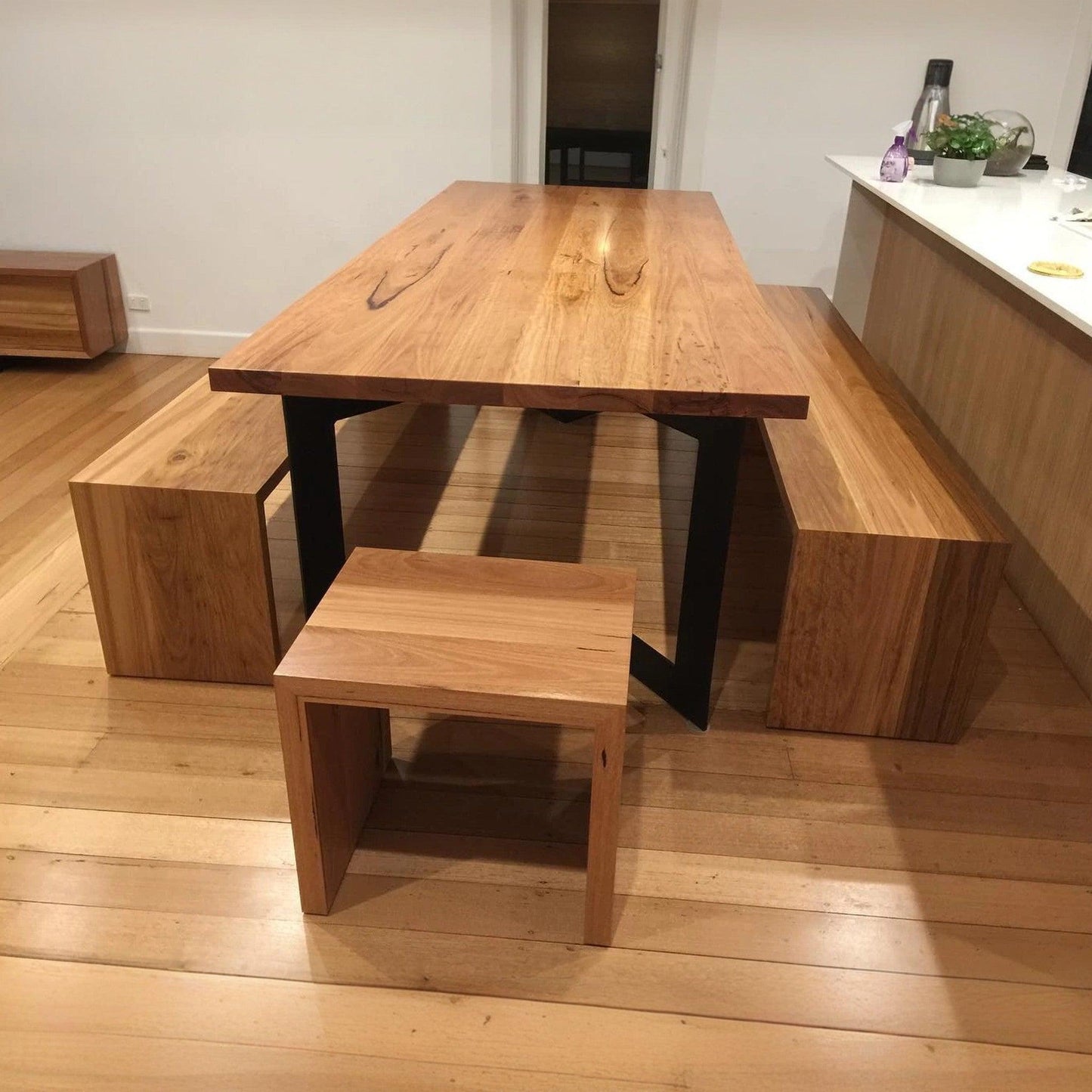 Modern Waterfall End Table or Side Table, Handmade Wooden Side Table, White Oak