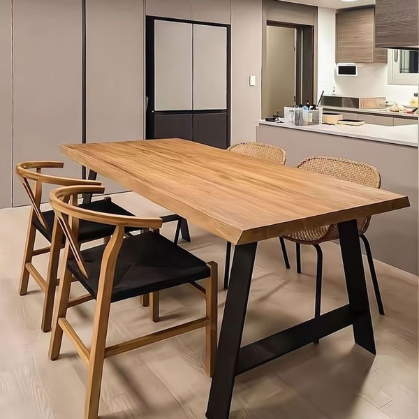 Minimalist Solid Pine Wood Desk with 1.8'' Thick Top – Handcrafted Workstation for Home Office or Studio