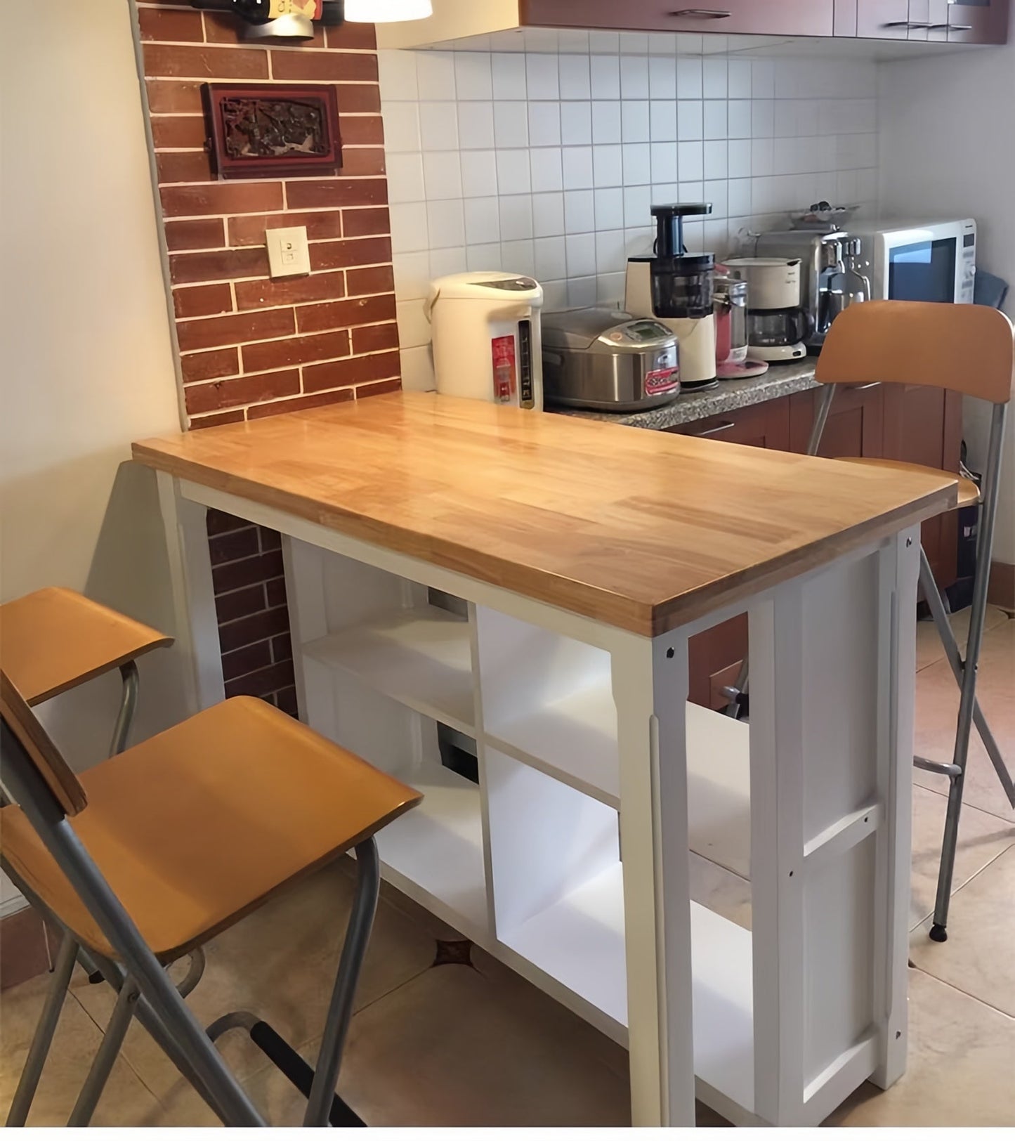 Solid Wood Kitchen Butcher Block Table Island