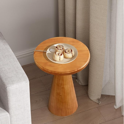 Modern Solid Wood Mushroom Side Table – Available in Small, Large, or Set of 2, Space-Saving Accent Tables for Living Room