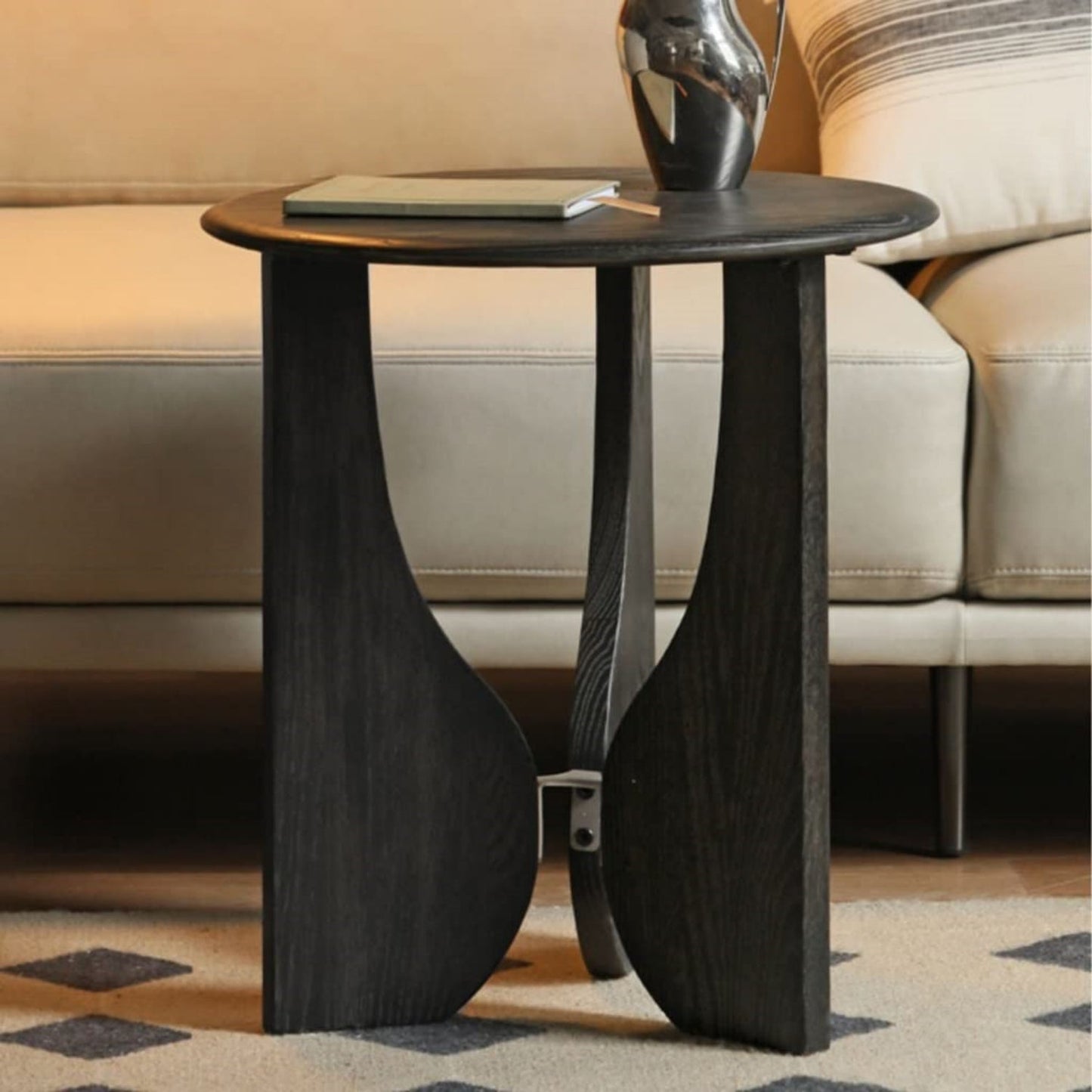 Oak Curved Leg Accent Table