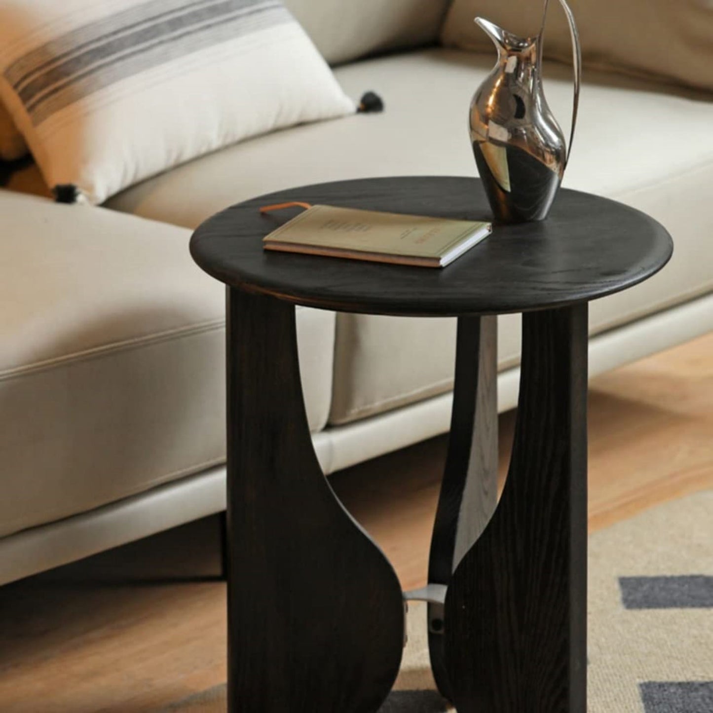 Oak Curved Leg Accent Table