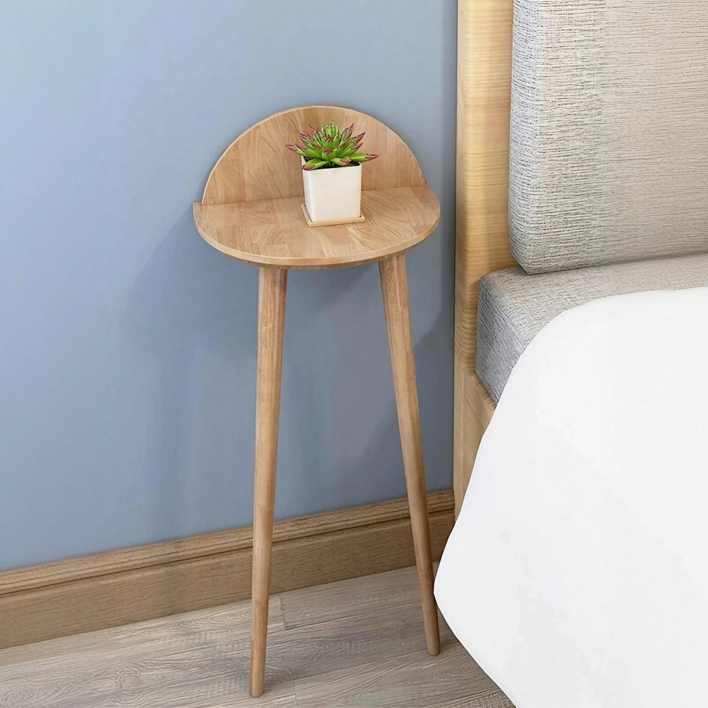 Solid Wood Wall Side Table Bedside Table Storage Rack