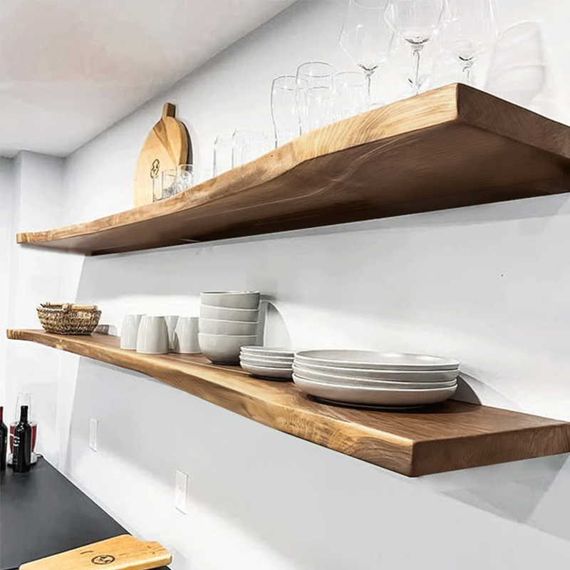 Live Edge Wood Floating Shelf With Hidden Metal Brackets, Wooden Bookshelf, Live Edge Wooden Shelf For Farmhouse Wall Decor