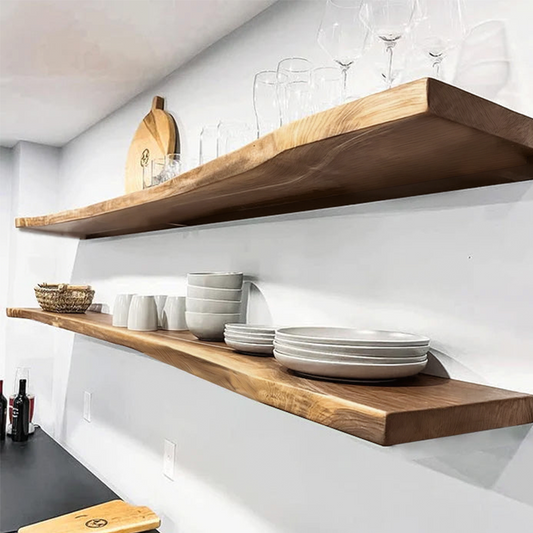 Live Edge Wood Floating Shelf With Hidden Metal Brackets, Wooden Bookshelf, Live Edge Wooden Shelf For Farmhouse Wall Decor