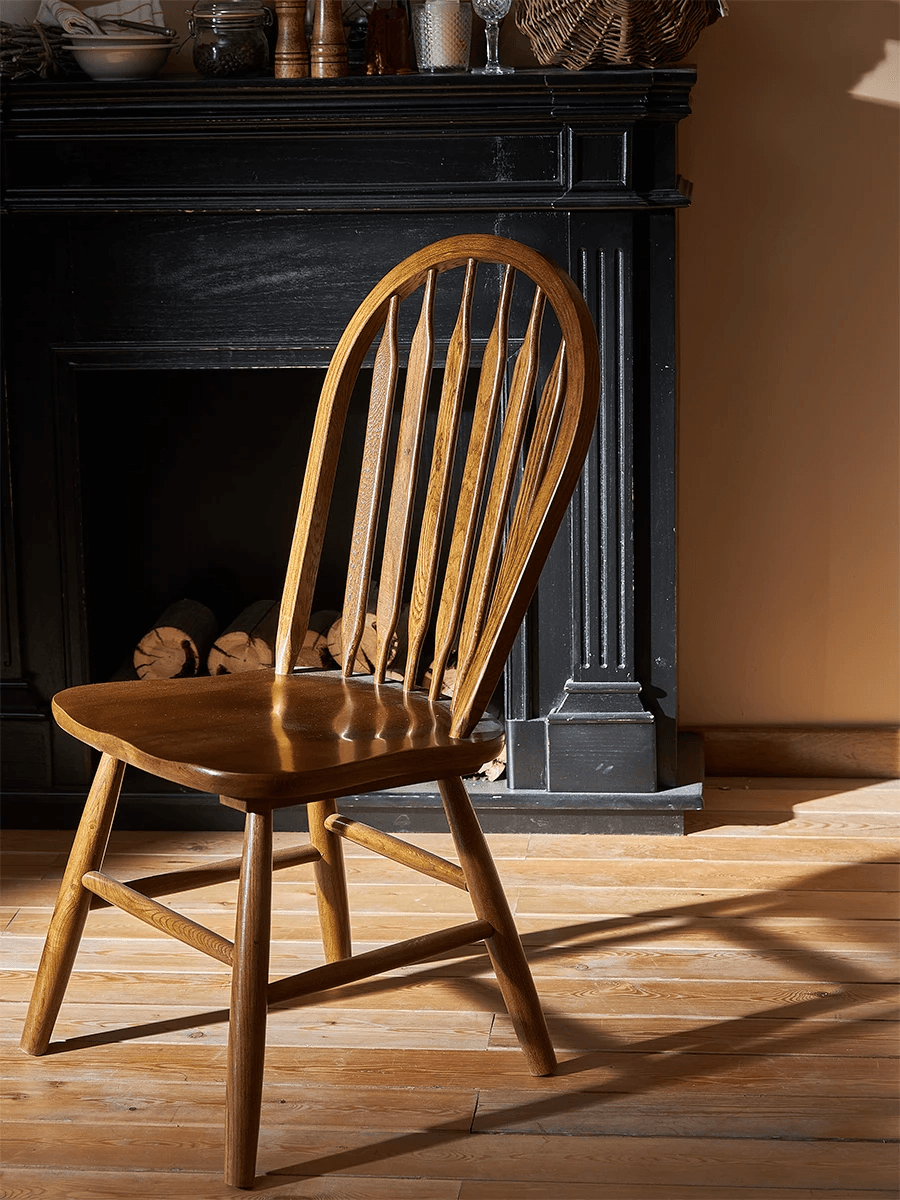 Oak Wood Windsor Back Side Chair for Home - Set of 2