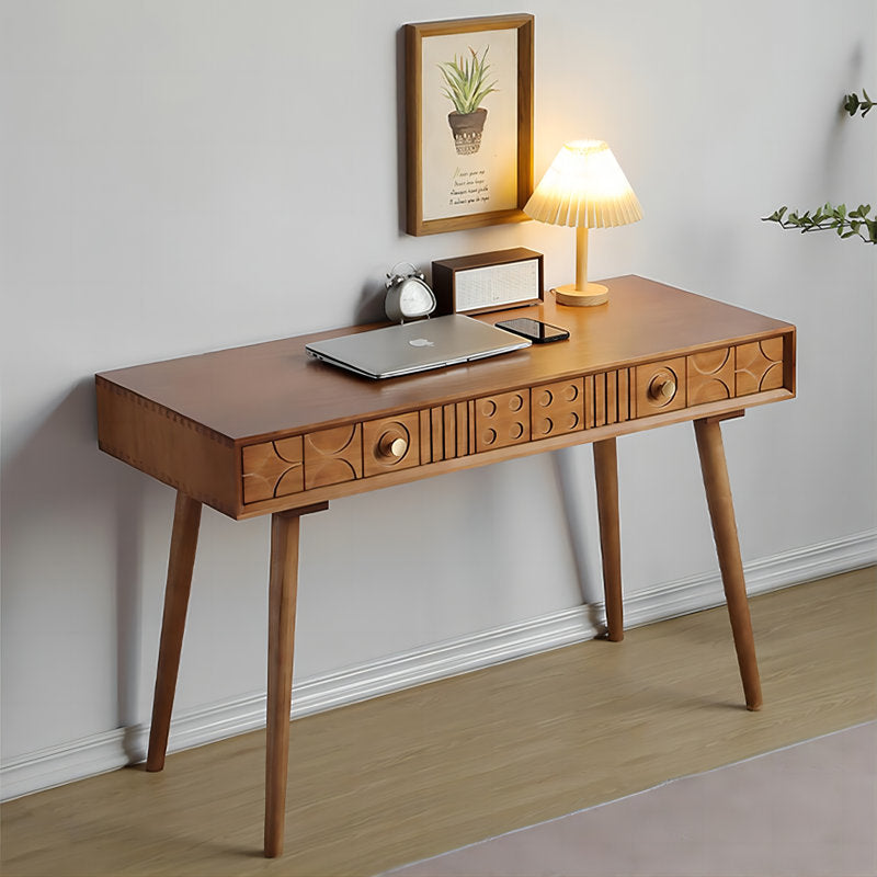 Solid Wood Carved Drawer Desk Dressing Table Computer Desk