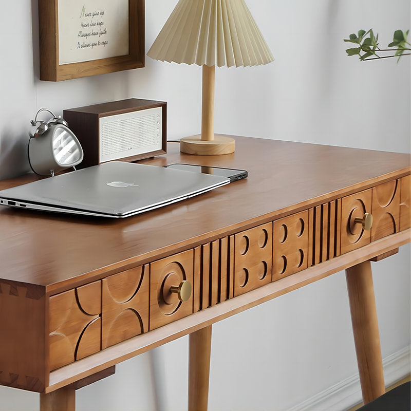 Solid Wood Carved Drawer Desk Dressing Table Computer Desk