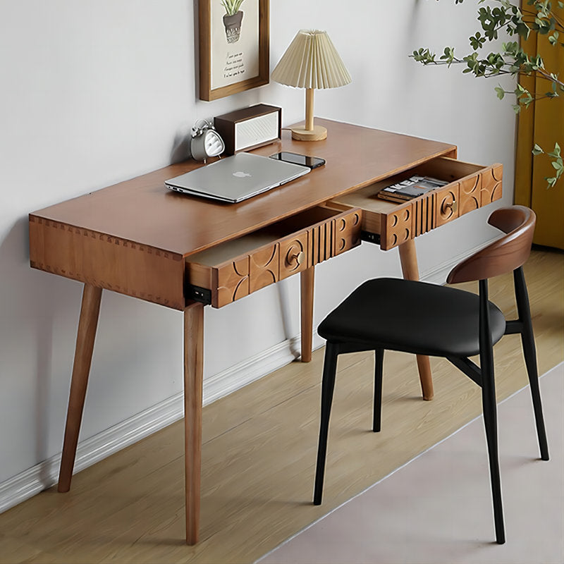 Solid Wood Carved Drawer Desk Dressing Table Computer Desk