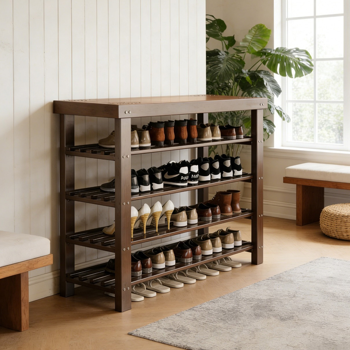 Bamboo Shoe Rack, Multi-Tier Storage Rack, Freestanding Entryway Shoe ...