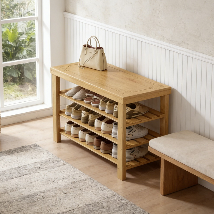 Bamboo Shoe Rack, Multi-Tier Storage Rack, Freestanding Entryway Shoe ...