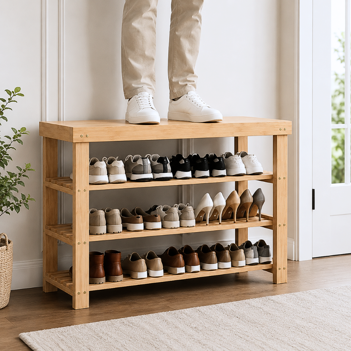 Bamboo Shoe Rack, Multi-Tier Storage Rack, Freestanding Entryway Shoe ...