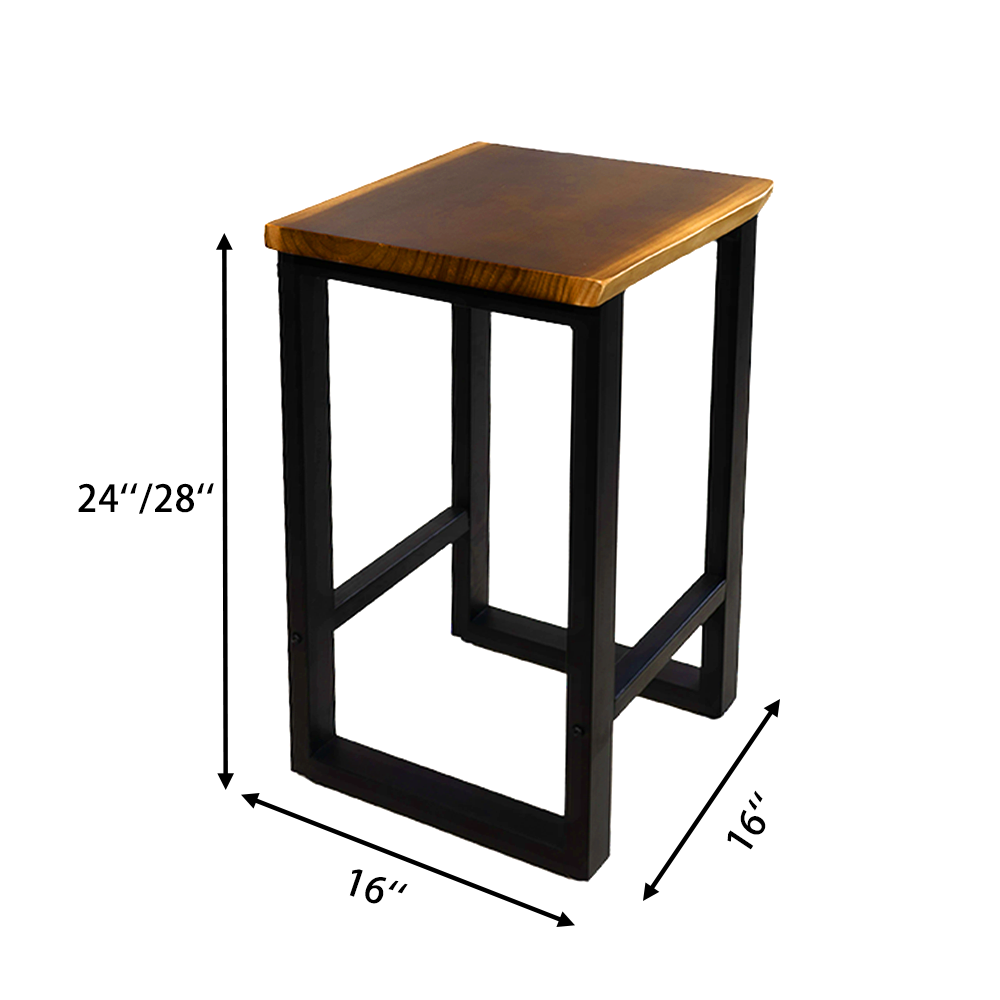 Live Edge Solid wood bar stool, Counter Stool with Metal Frame