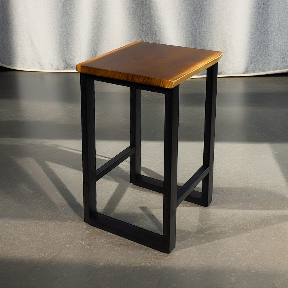 Live Edge Solid wood bar stool, Counter Stool with Metal Frame