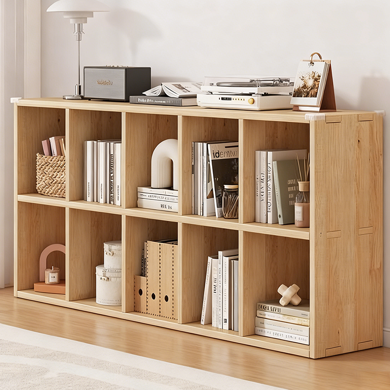 Solid Wood Mortise And Tenon Bookshelf Multi Compartment Storage Rack ...