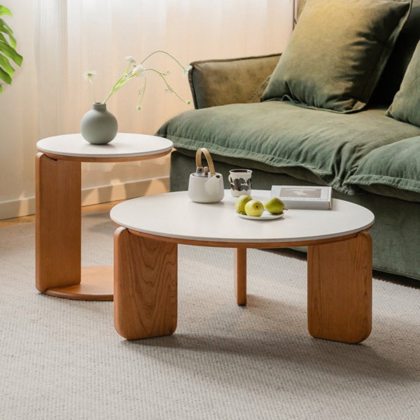 Cherry wood round coffee table, side table