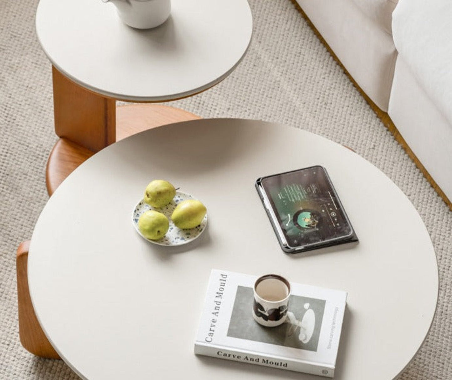 Cherry wood round coffee table, side table