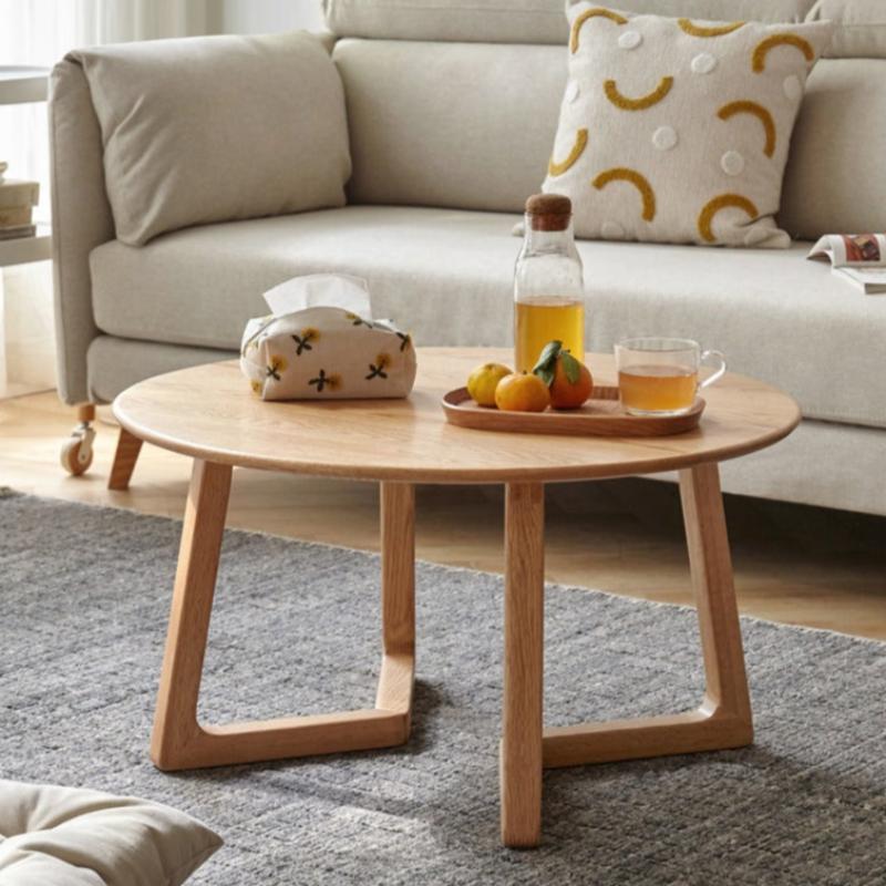 Solid wood round coffee table