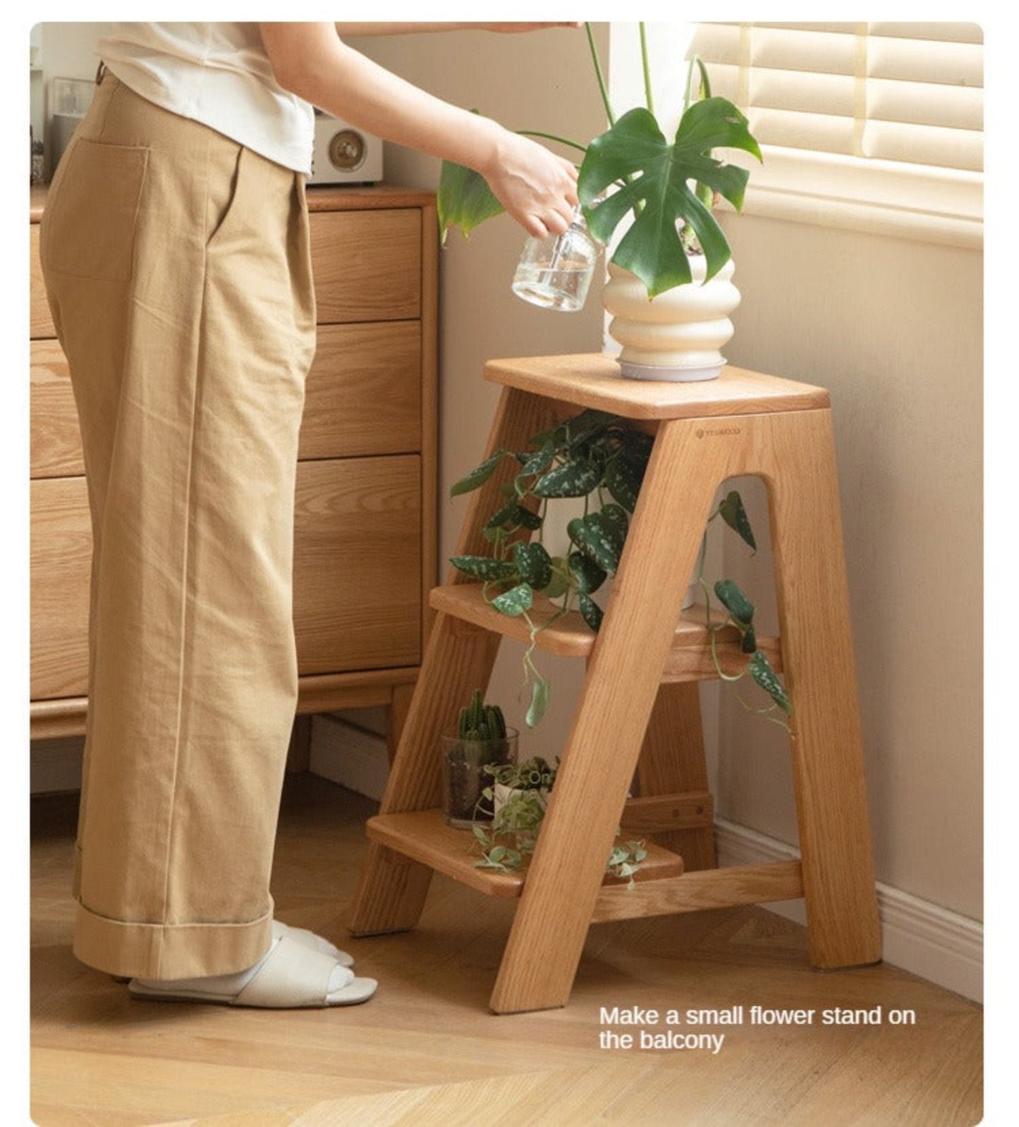 Oak solid wood step stool