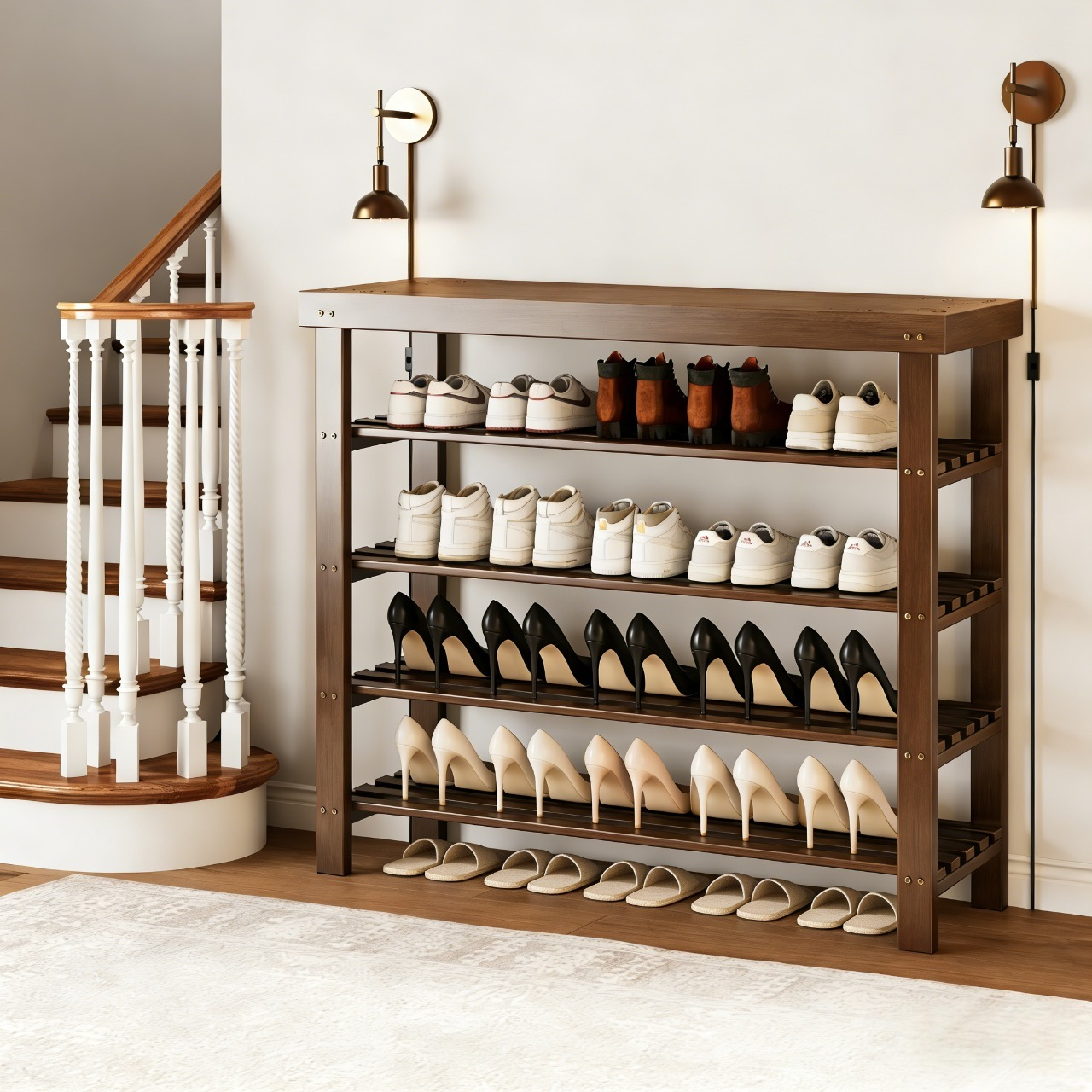 Bamboo Shoe Rack, Multi-Tier Storage Rack, Freestanding Entryway Shoe ...