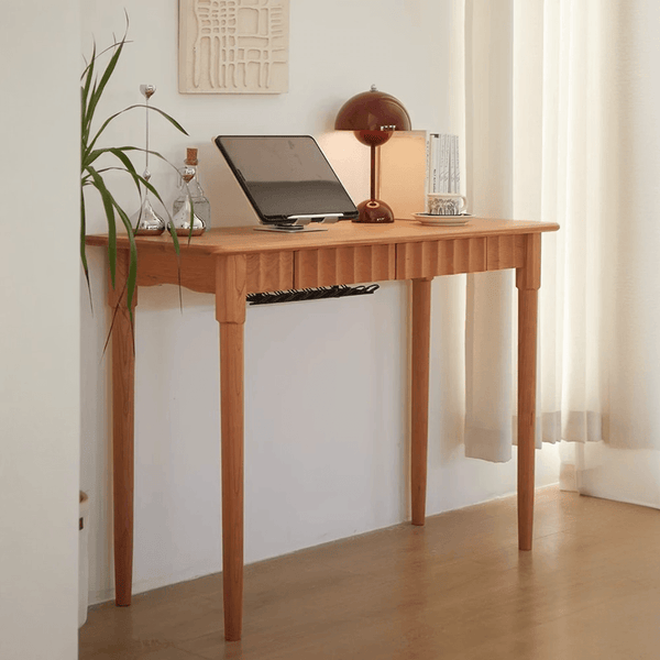 Cherry Solid Wood Desk with Drawers Reading Table Makeup Vanity Living Room Console Table Dining Table Computer Desk