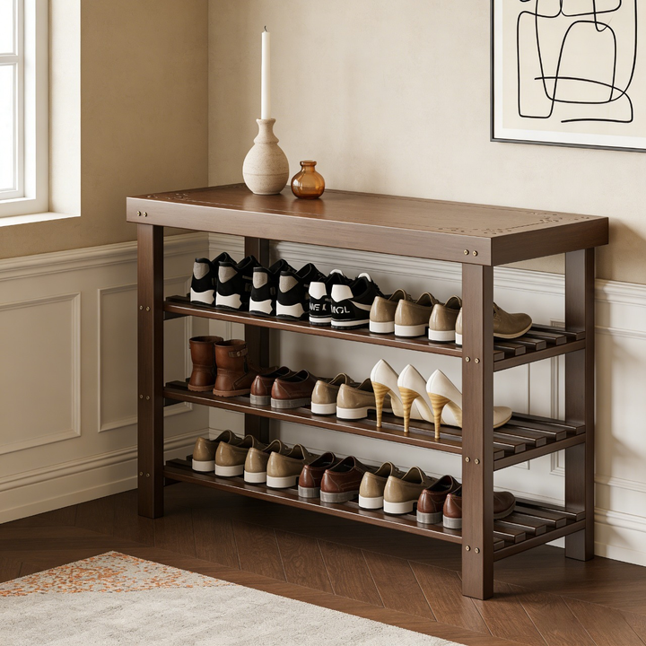 Bamboo Shoe Rack, Multi-Tier Storage Rack, Freestanding Entryway Shoe ...