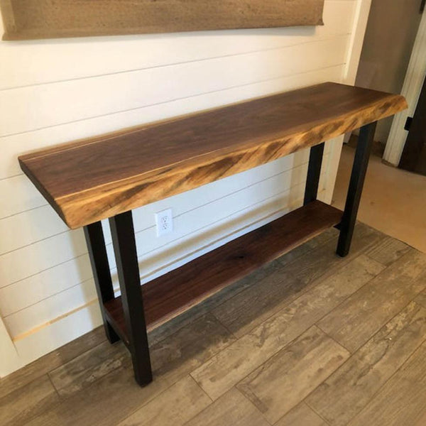 Live edge Console Table TV media stand with shelf