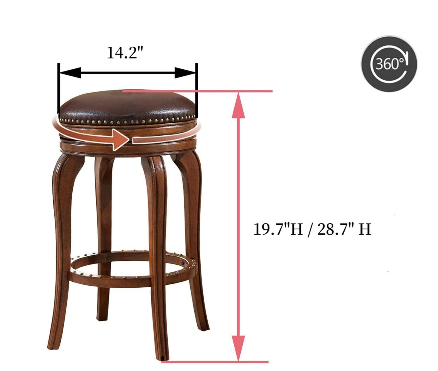 Vintage Style Solid Wood Swivel Barstools