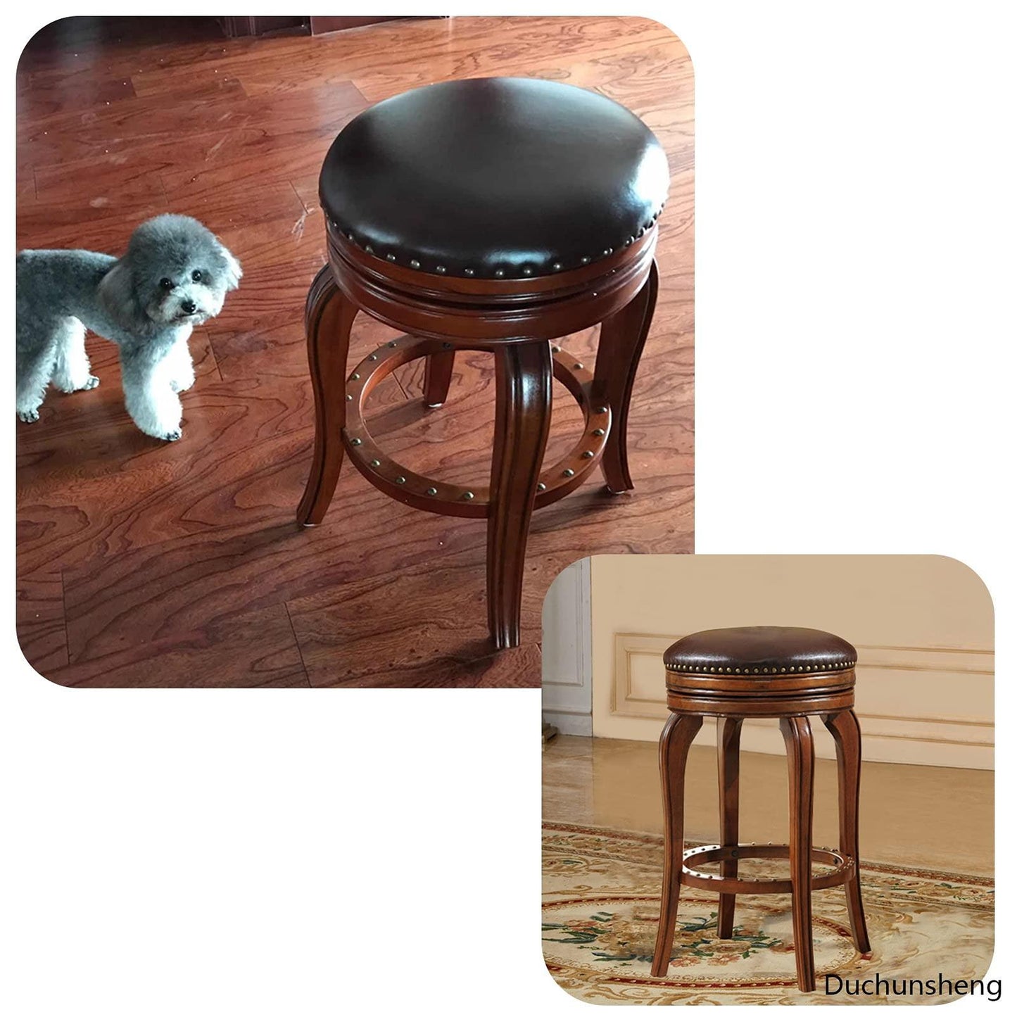 Vintage Style Solid Wood Swivel Barstools