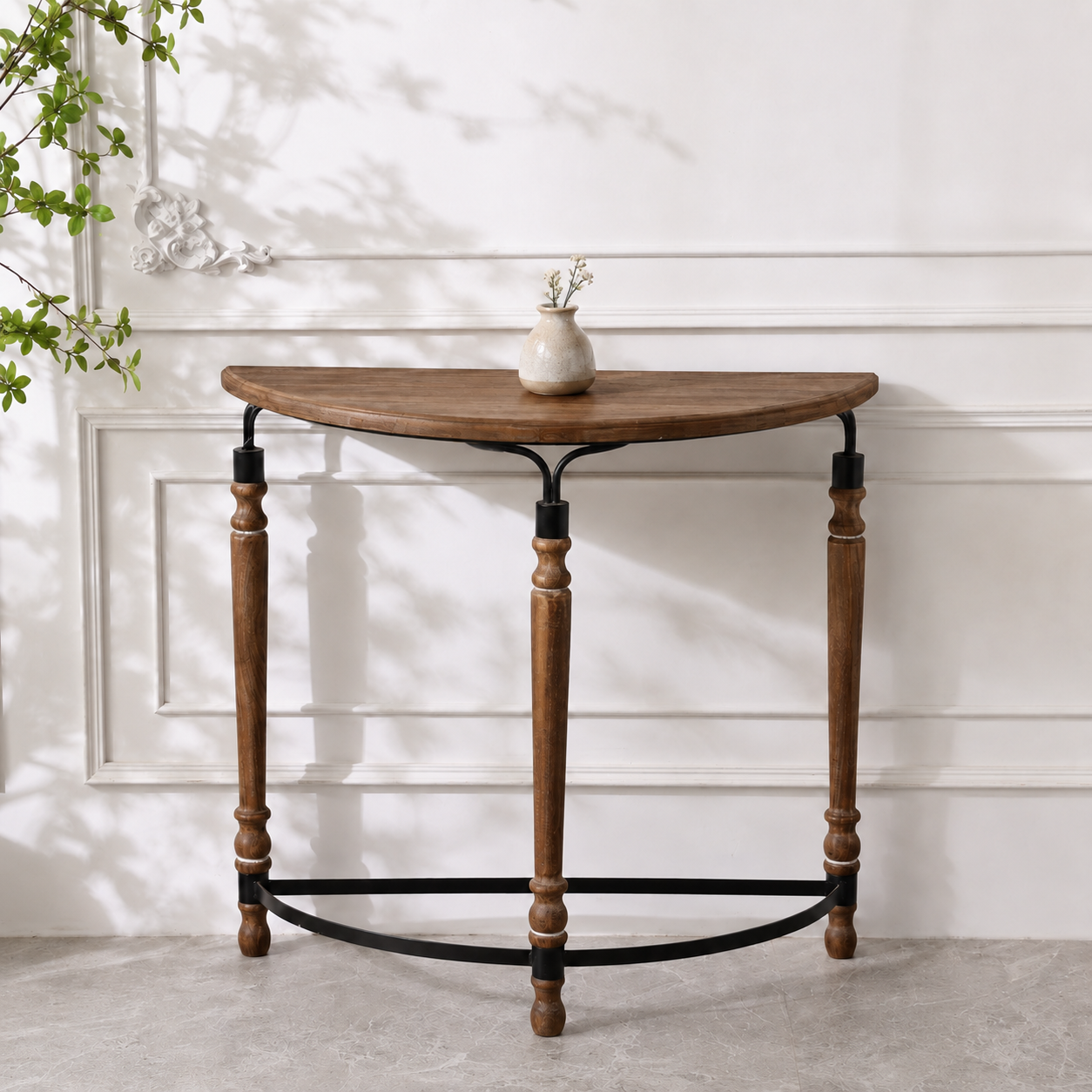 Wooden Demilune Tables Half A Circle Table Half Moon Console Table ...