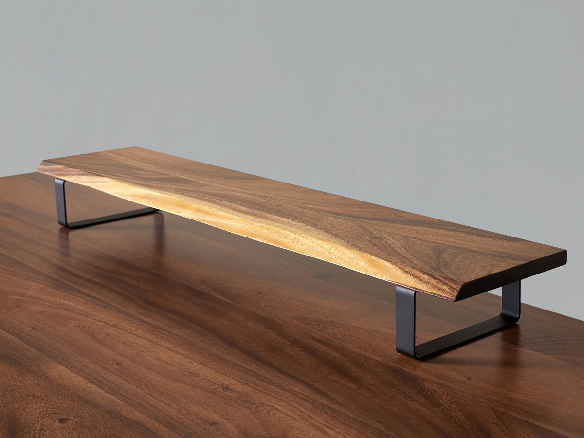Live Edge Wood Desktop Monitor Stand, Woodartdeal Solid Wood Desk Shelf