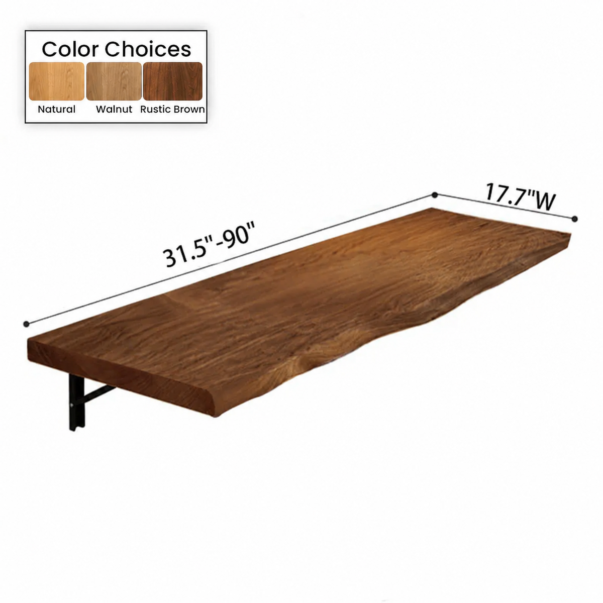 Foldable Wall Mounted Desk, Space-Saving Solid Wood Floating Table, Drop-Leaf Fold-Away Workstation for Home Office, Kitchen & Coffee Bar