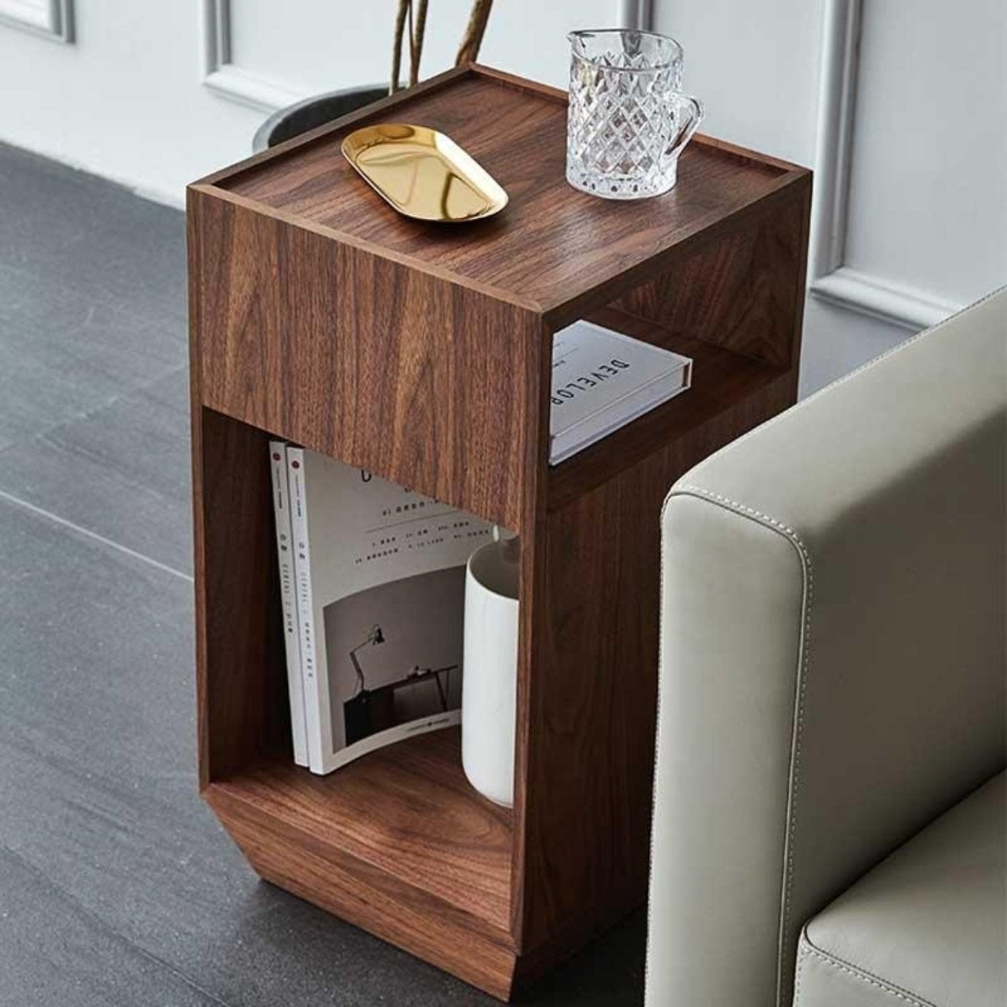 Rubik's Cube Rotating Storage Solid Wood Side Table