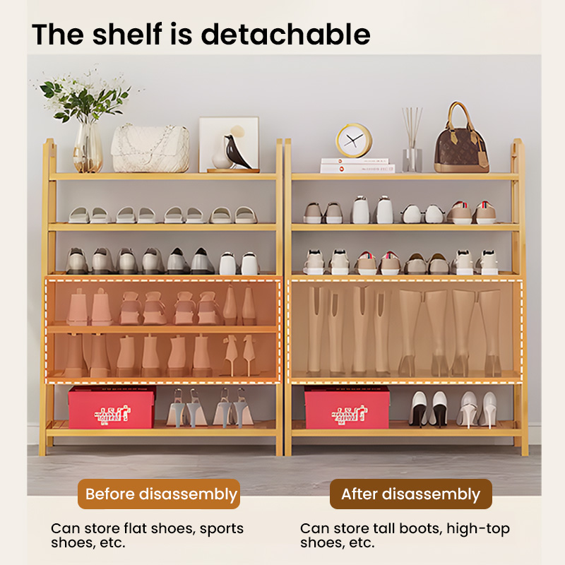 Bamboo Shoe Rack, Multi-Tier Shoe Storage Rack, Open-Style Freestandin ...