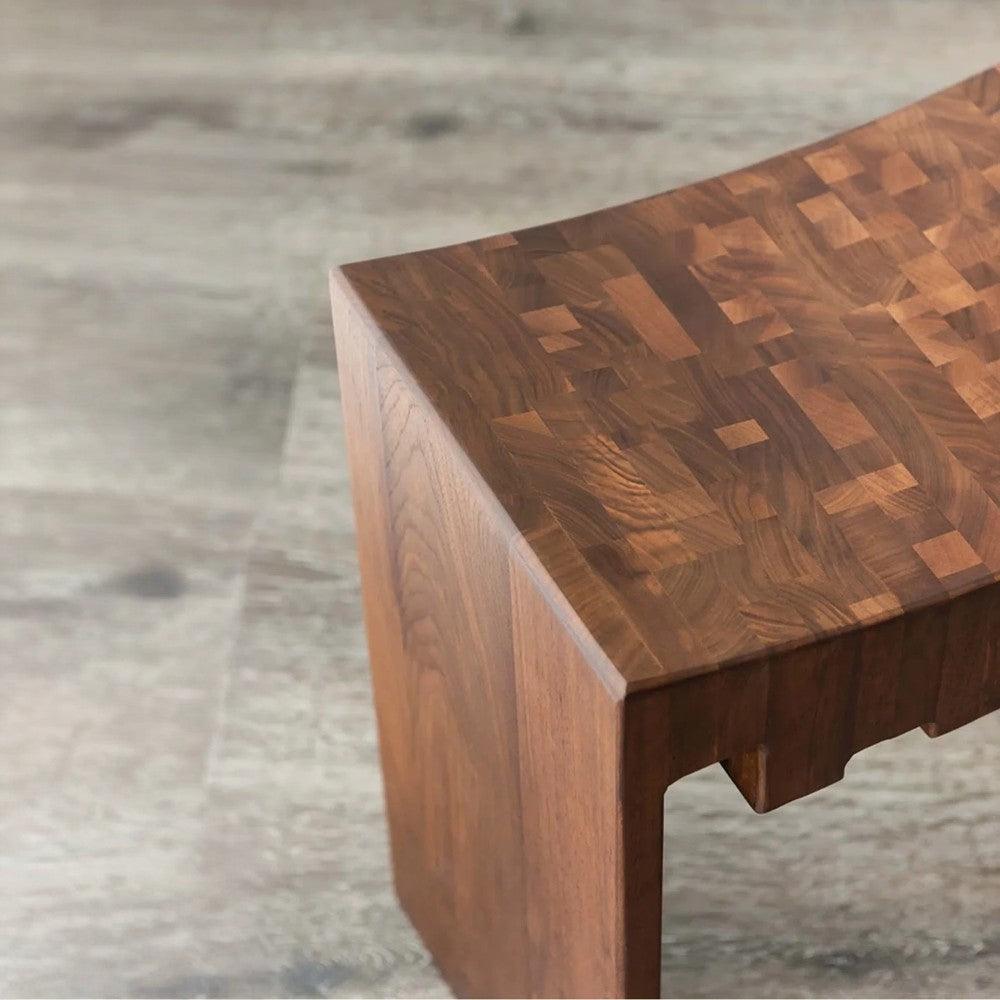 City Skyline Walnut Wood Accent Stool