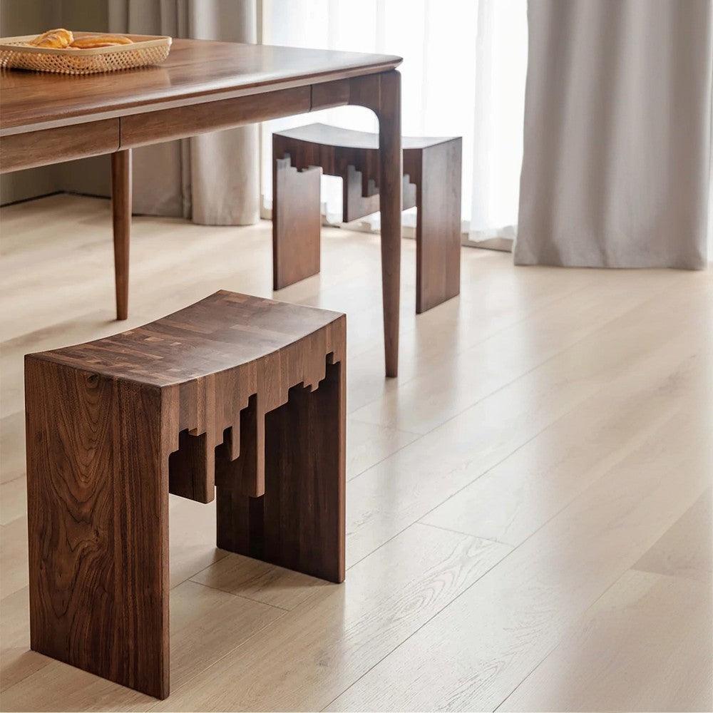 City Skyline Walnut Wood Accent Stool