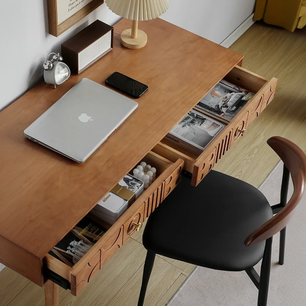 Solid Wood Carved Drawer Desk Dressing Table Computer Desk