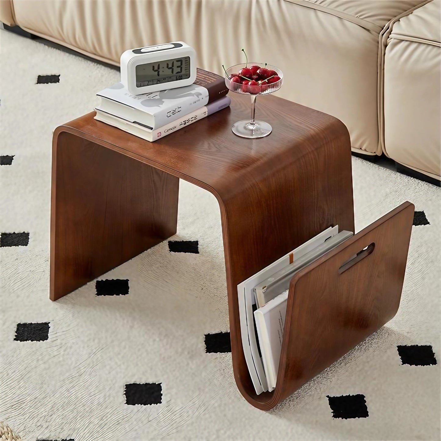 Multipurpose Solid Wood N Shaped Side Table Designer Corner Table