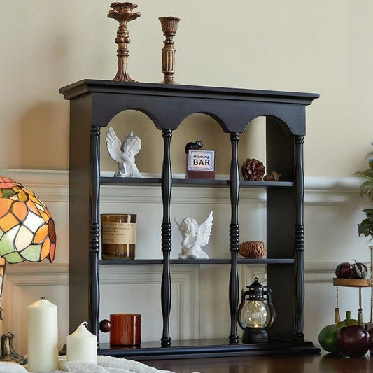Light Luxury Solid Wood Shelf /Vintage Cup Storage Rack /Wall-Mounted Figurine Display Rack