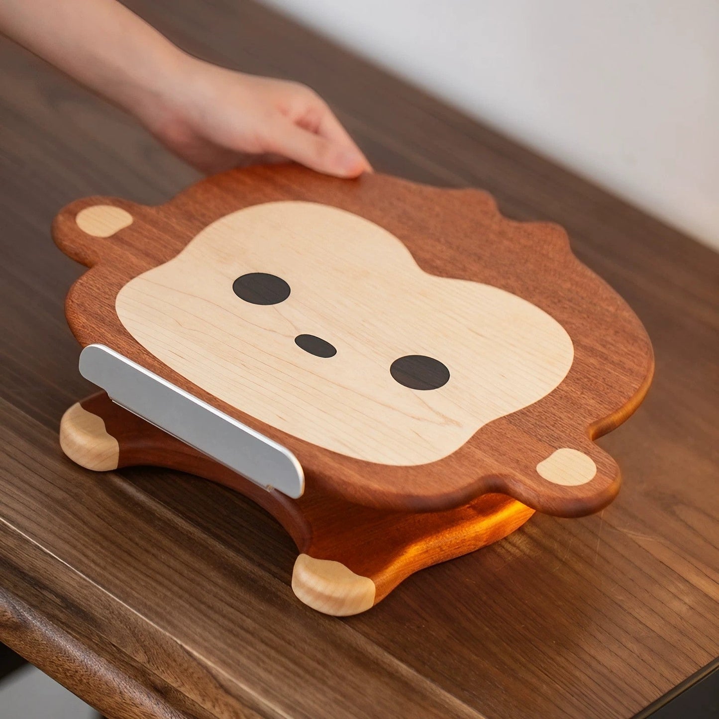 Solid Wood Animal 360° Rotating Adjustable Foldable Lifting Desktop Book Holder Laptop Bracket