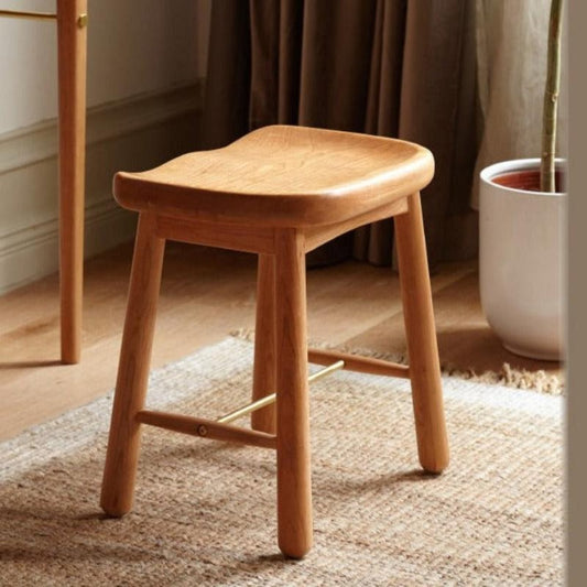 Solid wood makeup stool