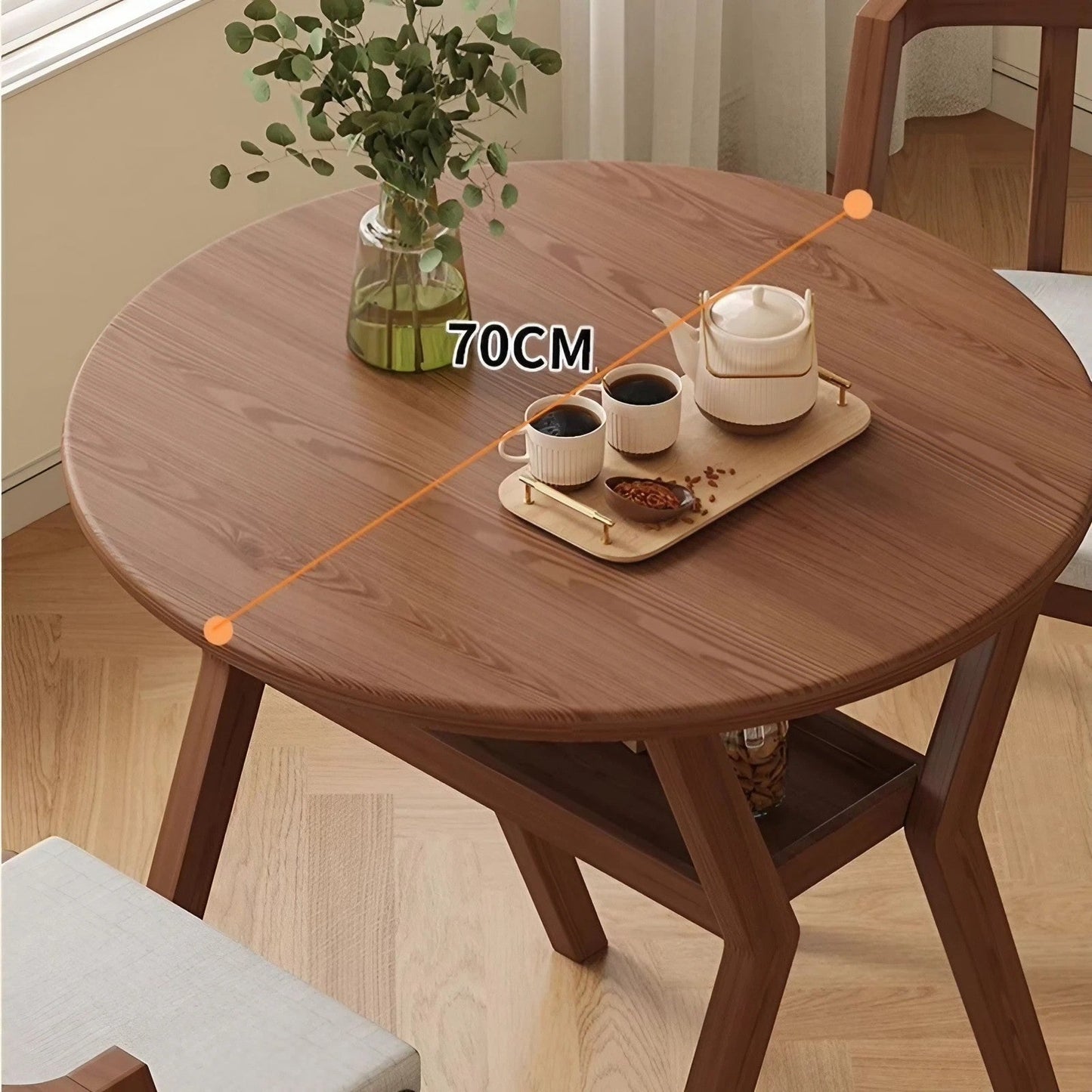 Set of 3 Walnut Solid Wood Coffee Table Table and Chair Combination Side Table Dining Table