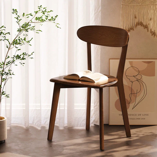 Outlined Side Chair in Solid Wood with Airy Back, Modern Dining Chairs for Living Room