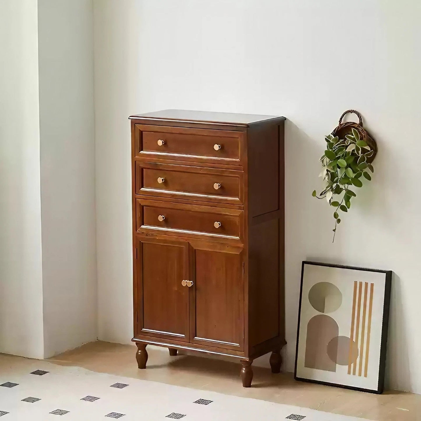 Oak Solid Wood Drawer Chest With Door