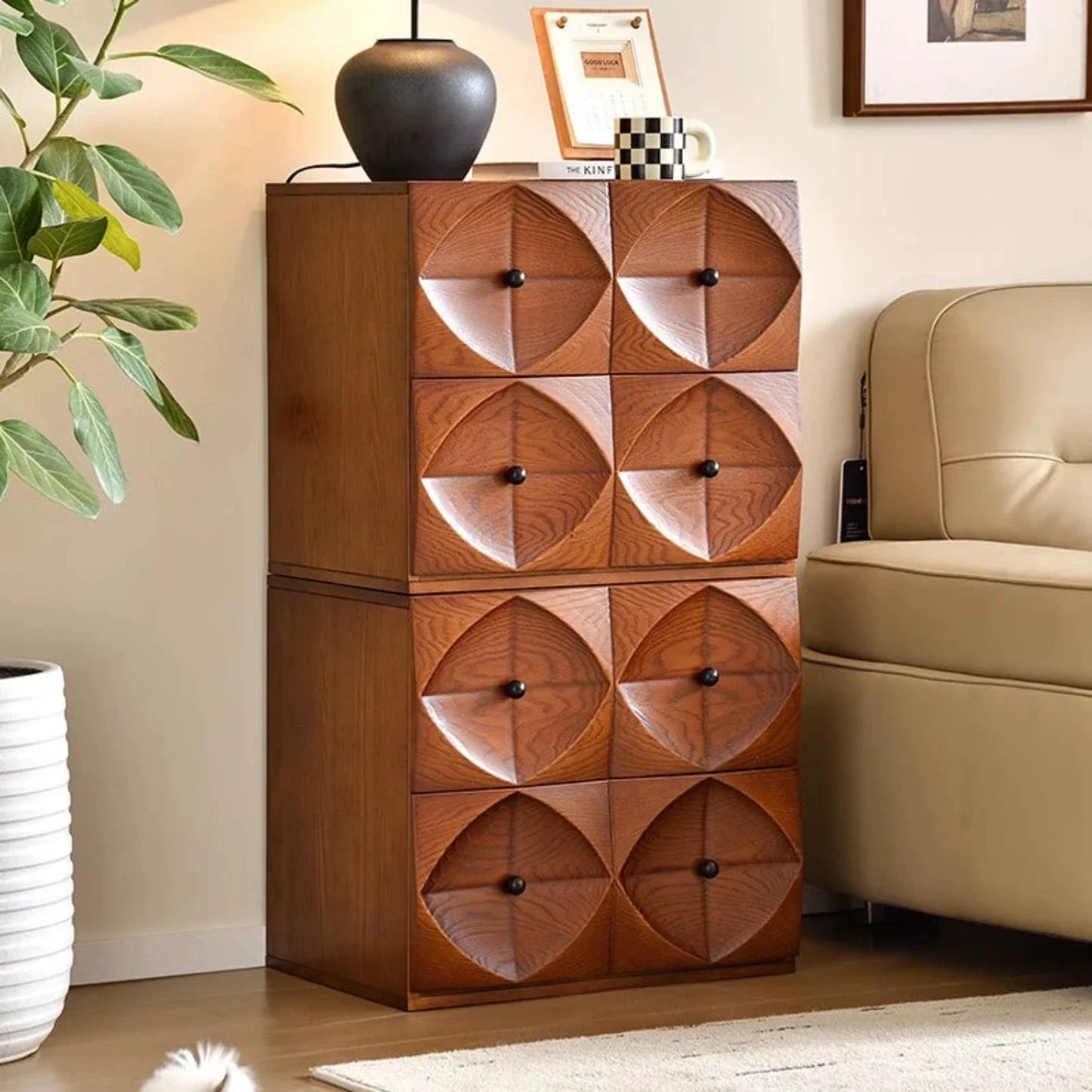 Rhombus Cabinet Modular Combination Solid Wood Side Cabinet TV Cabinet Nightstand